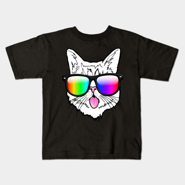 cat rainbow pride Kids T-Shirt by PnJ